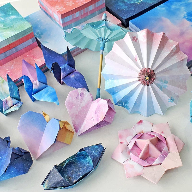 Teniinet Origami Paper Kit for Kids Adults, 200 Sheets Starry Double-Sided Square Origami Paper for DIY Decoration, Scrapbook Decor, Folding Crafts (3.74*3.74in) - Image 4
